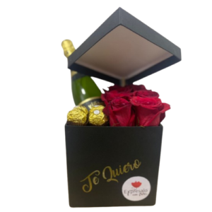 Box con rosas bombones y espumante