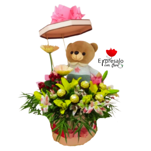 Caja con Bombones y Peluche