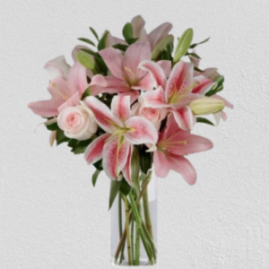 Jarrón mix de rosas y liliums