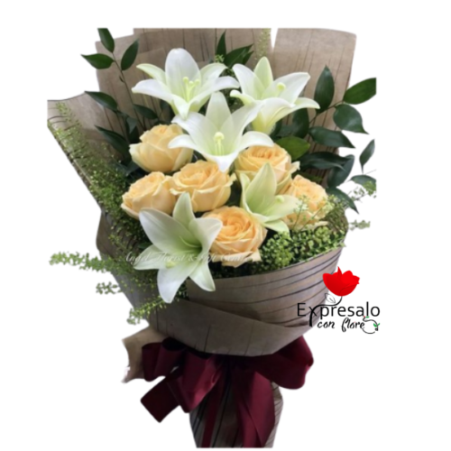 Rosas y Liliums en Ramo