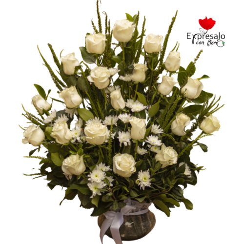 Florero Fúnebre de Rosas Blancas