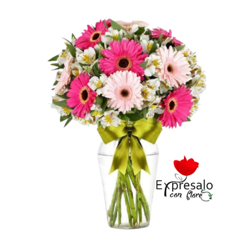 Florero Mixto con Gerberas y Astromelias