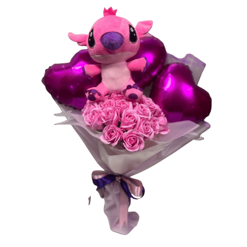 Ramo con 25 rosas eternas y globos