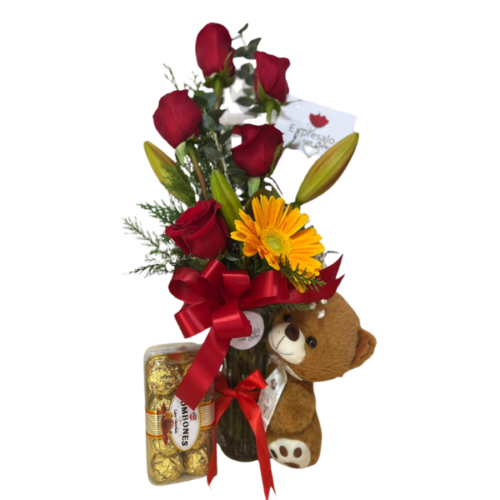 Florero Mas Peluche y Bombones