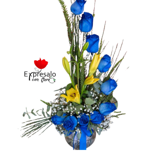 Pecera Con Rosas Azules en Escalas