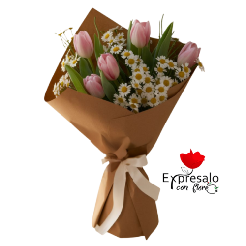 Ramo de 5 Tulipanes Rosados