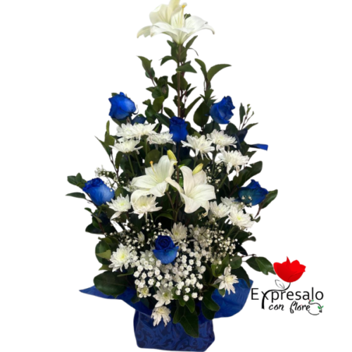 Fino Arrimo Con Rosas Azules