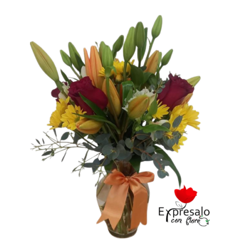 Florero de Lirios y Rosas Importadas