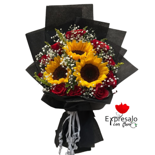 Rosas Rojas y Girasoles Radiantes