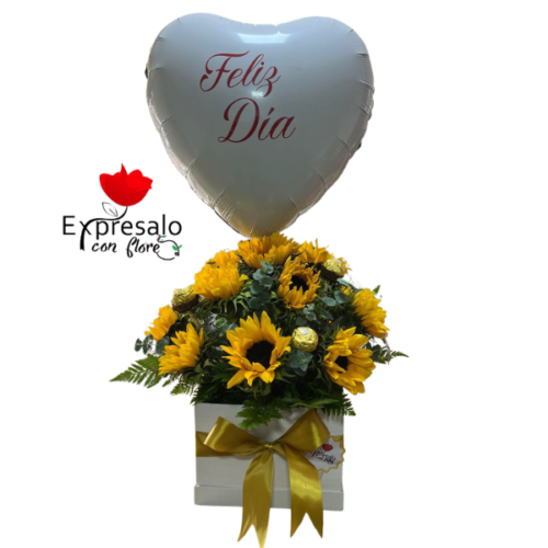 Box de Girasoles con Globo