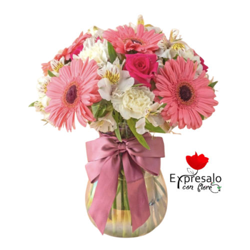 Florero en Gerberas y Astromelias