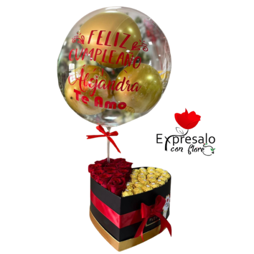 Box Corazon Con Globo Personalizado