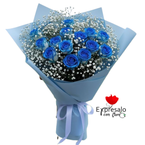 Ramo con 15 Rosas Azules
