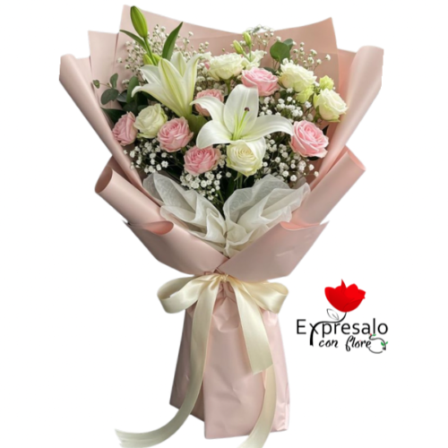 Ramo Con Lirios y Rosas Bicolor