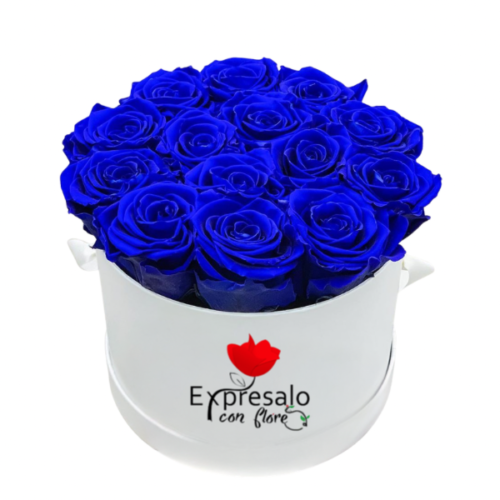 Box Con 15 Rosas Azules