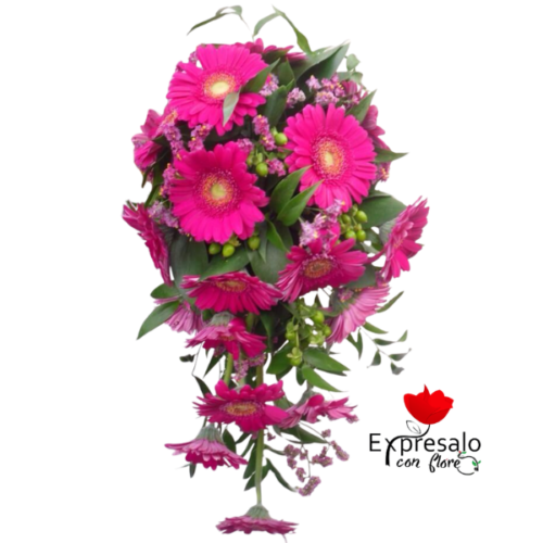 Ramo de Novia en Cascada con Gerberas