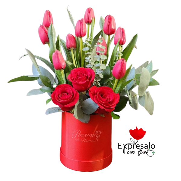 Rosas y Tulipanes en Box
