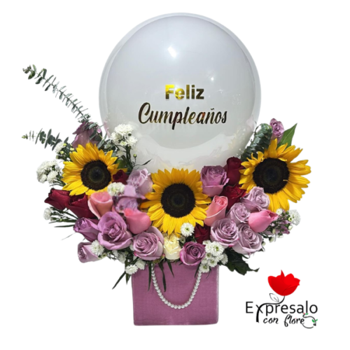 Box Con Rosas y Girasoles Personalizado