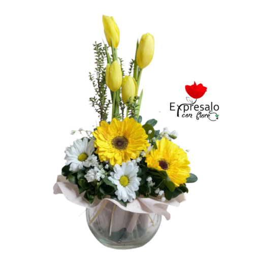 Pecera de Tulipanes Amarillos