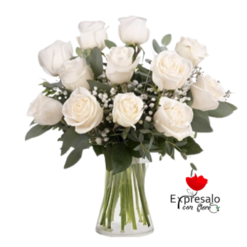 Florero en Rosas Blancas