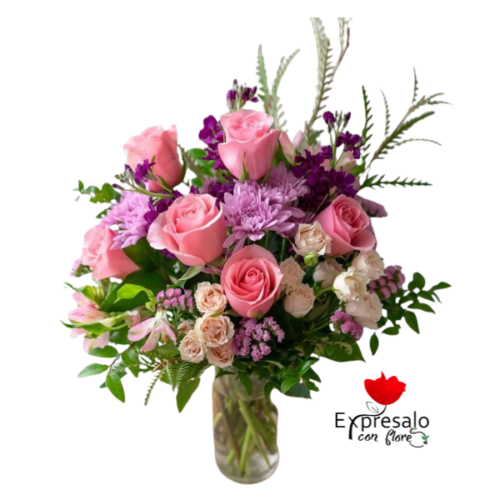 Florero en Tonos Rosados