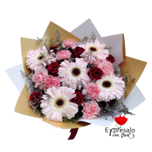 Fino Ramo de Gerberas , Claveles y Rosas