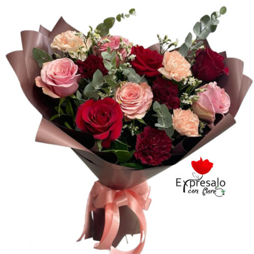 Elegante Ramo de Rosas y Claveles