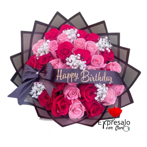 Ramo de 25 Rosas Con Cinta Personalizada