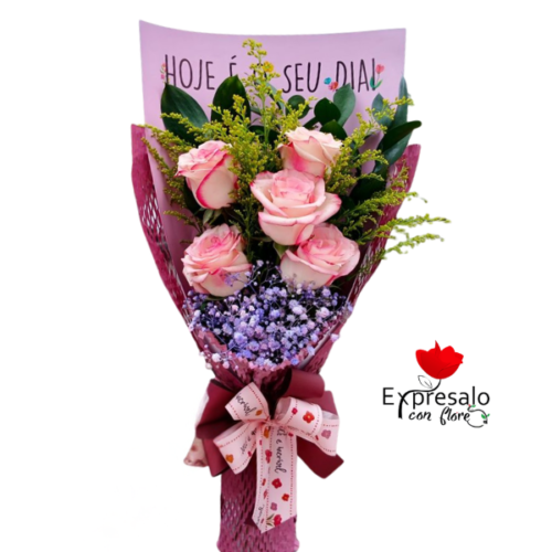 Ramo con 5 Rosas Rosadas