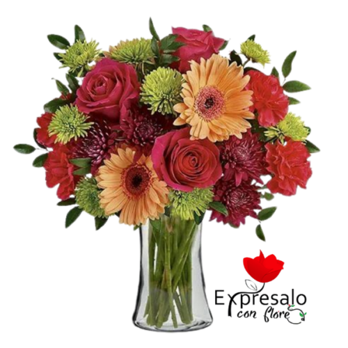 Florero con Flores Rojas