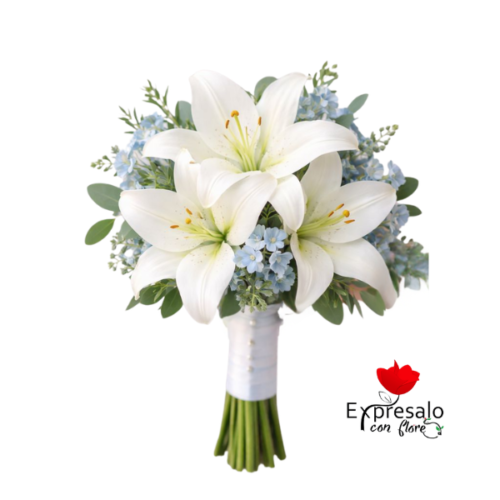 Ramo de Novia con Lirios Blancos y Hortensia