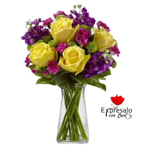 Florero con Rosas Amarillas