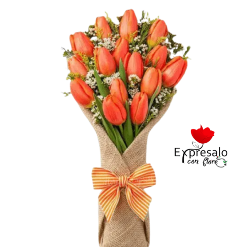 15 Tulipanes en Arpillera