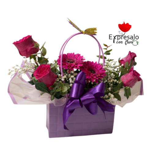 Cartera en Flores Fucsias