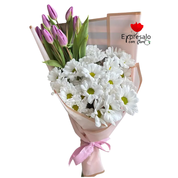 Tulipanes y Margaritas en Ramo