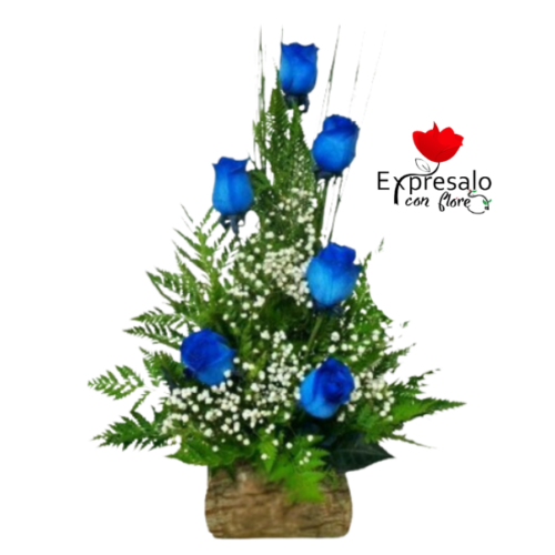 Arreglo en rosas azules