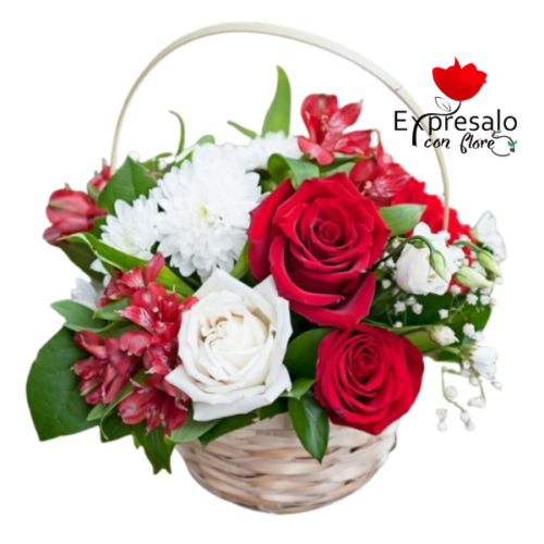 Canasta en Flores Bicolor