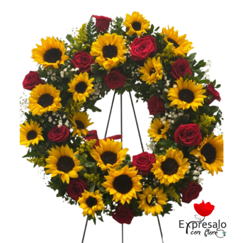 Corona de Rosas y Girasoles