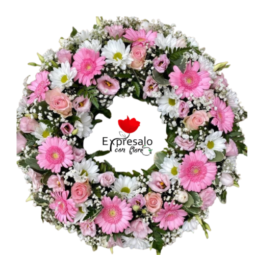 Corona en Gerberas Rosadas