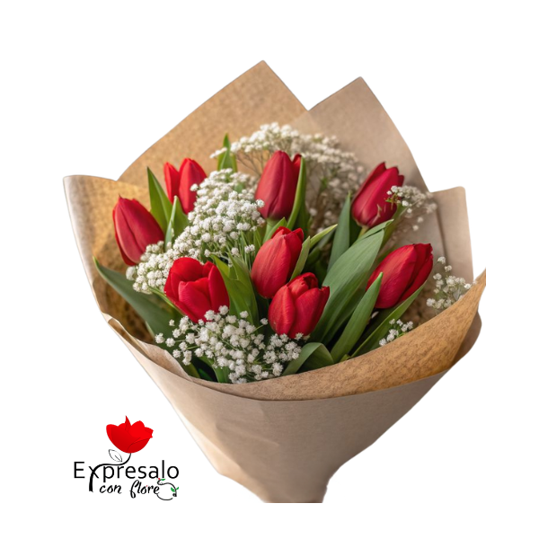 Tulipanes Rojos en Ramo