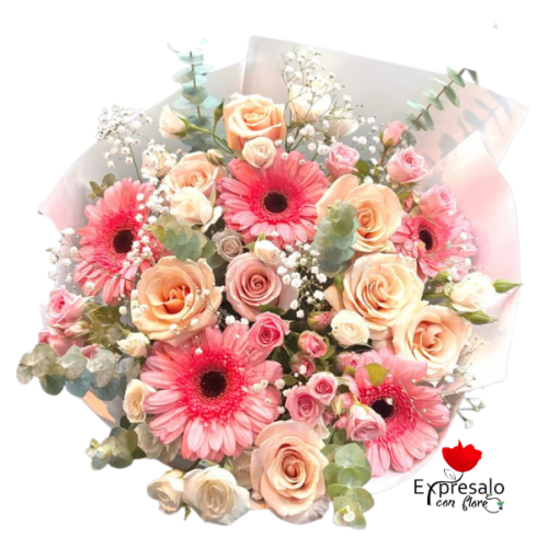 Ramo Rosado con Flores Surtidas