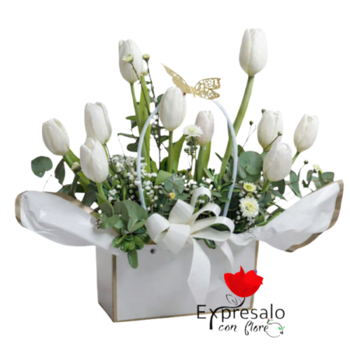 Cartera Con Tulipanes Blancos