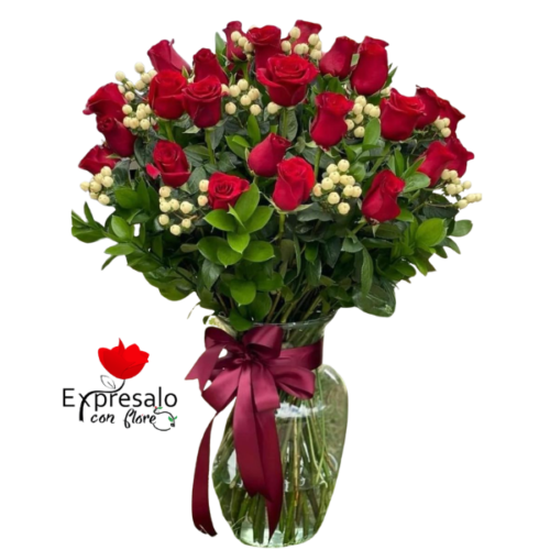 Florero Premium de Rosas Rojas